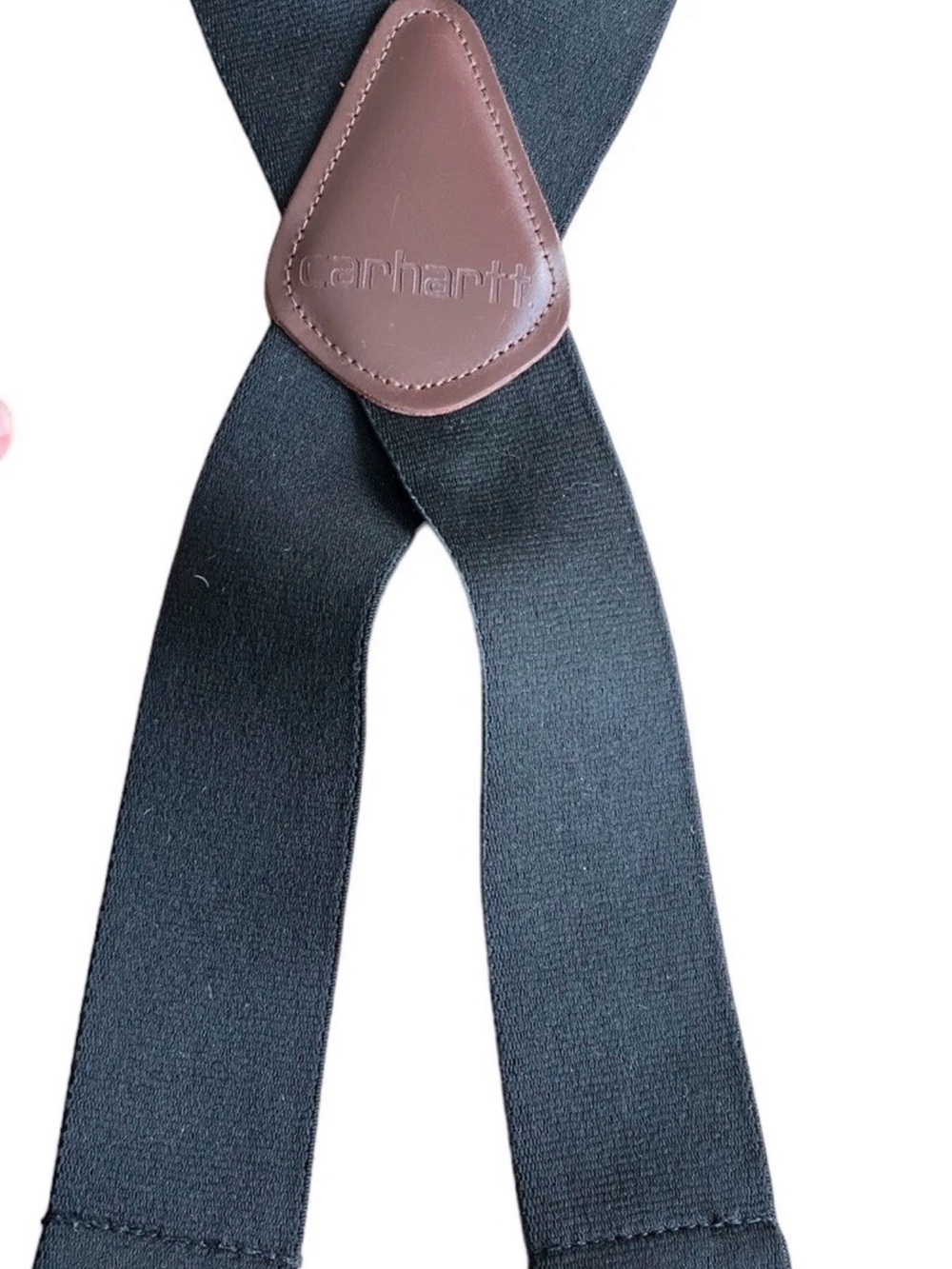 Carhartt Black Elastic Suspenders with Brown Leather Patch